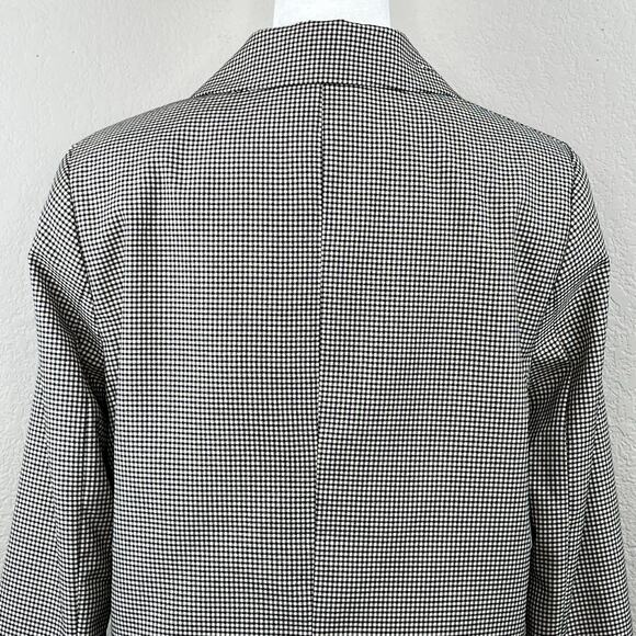 H&M Black Plaid Peak Lapel Open Front Light Blazer Jacket Oversized Small NWT - Picture 8 of 14